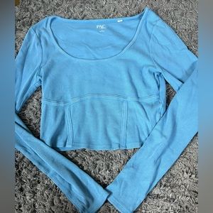 PacSun Long Sleeve Blue Crop with Corset-Type Lining